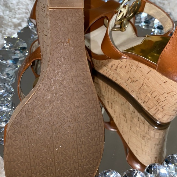 Michael Kors Tan Wedge Sandals with Cork Platform - Picture 4 of 4